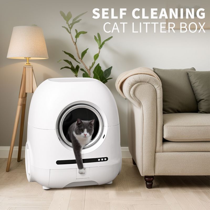 Smart Self-Cleaning Cat Litter Box with App Control, Real-time Video and Ionic Deodorization, 68L+9L, White - ModernLuxe, 2 of 15