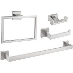 Mixxidea Square Towel Ring Bundle with Double Towel Hook, Toilet Paper Holder, Towel Bar - 1 of 3