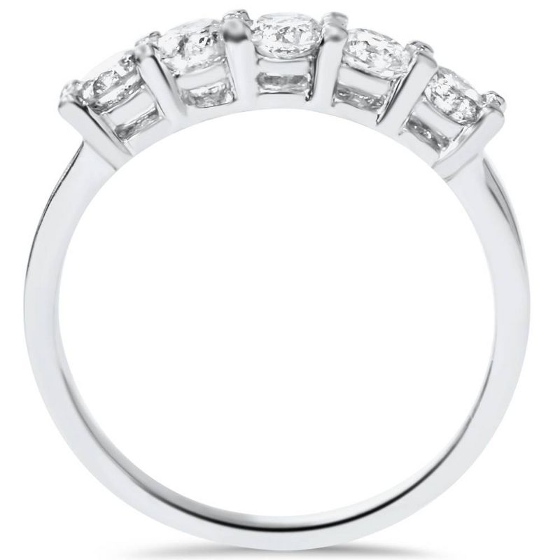 Pompeii3 1/2ct Diamond Five Stone Wedding Ring 14K White Gold, 2 of 5