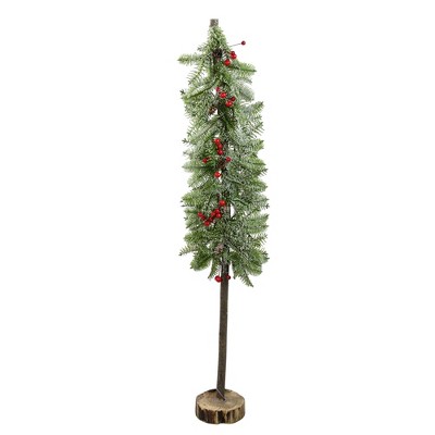 Northlight 2.8 FT Green and Red Glittered Artificial Alpine Christmas Tree Tabletop Decor