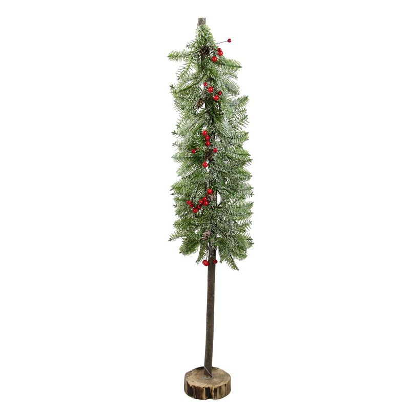Northlight 2.8 FT Green and Red Glittered Artificial Alpine Christmas Tree Tabletop Decor, 1 of 4