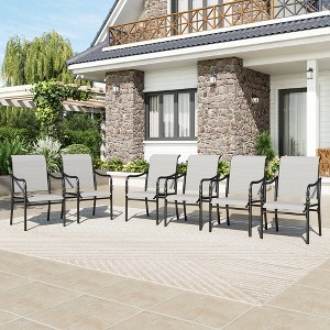 Captiva Designs Outdoor Dining Gray Sling Chairs with Gourd Head Armrests - 1 of 4