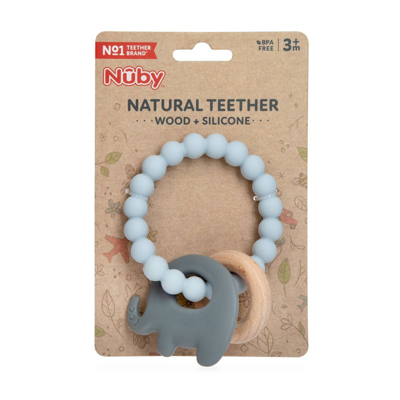 Nuby Silicone and Wood Teething Bracelet - Gray, 1 of 3