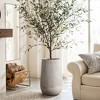 LuxenHome 27" H Concrete Tall Planter Large Outdoor Indoor Decorative Plant Pot Distressed Wood Pattern Planter Pot for Home Garden Patio Brown - 2 of 4