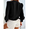 Imily Bela Women's Business Casual V Neck Chiffon Blouse Long Sleeve Button Down Summer Shirt - 2 of 4