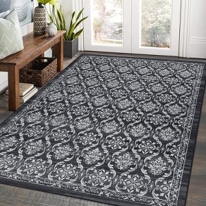 Washable Runner Rug 2x8 Floral Runner Rug for Hallway Print Distressed Runner Carpet Non-Slip Accent Throw Rug for Kitchen Bathroom - 1 of 4