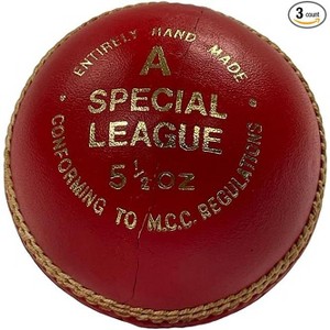Amber Fight Gear Handmade Professional-Grade Leather Cricket Ball: Durable Excellence Tailored for High-Scoring League Matches, Set of 3 - 1 of 4