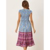 Allegra K Women's Midi Ruffled Flutter Sleeve Smocked Boho Floral Dresses - 4 of 4