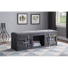 56" Cargo Storage Bench Gray Fabric/Gunmetal - Acme Furniture: Linen Upholstered, Metal Frame, Padded Seat - 2 of 4