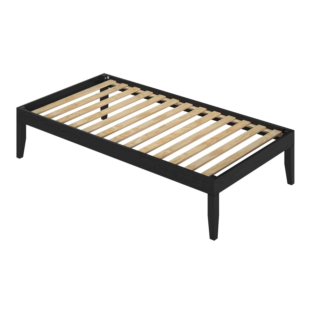 Photos - Wardrobe Pensy Solid Wood Mid-Century Modern Twin Size Platform Bed Frame Black - P