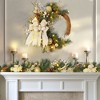 24" Christmas Wreath for Front Door, Prelit Christmas Wreath with Lights, Red Gold Ball Ornaments, Pine Cones &Bow for Fireplace Home Holiday Decor - 4 of 4