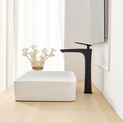 Matte Black Tall Single Handle Vessel Sink Faucet