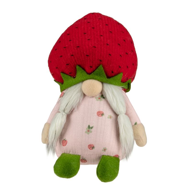 Northlight 9.5" Green and Red Girl Springtime Strawberry Gnome, 1 of 6