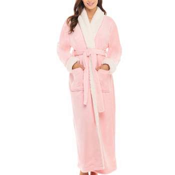 Women's Plush Fleece Bathrobe for Winter, Warm Cozy Bath Robe