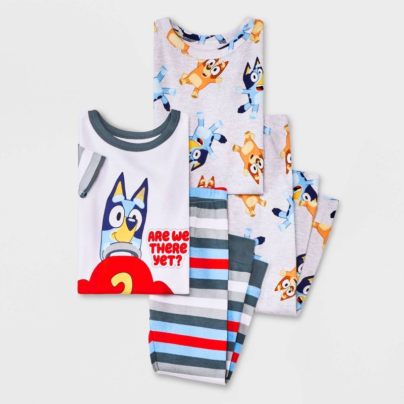 Toddler Boys&#39; 4pc Bluey &#39;Are We There Yet&#39; Snug Fit Pajama Set - Gray, 1 of 4