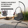 Okak Outdoor Rattan Egg Swing Chair with Stand,Cushion&Cup Holder,Patio Wicker Hanging Chair,Hammock Swing Chair for Patio,350LBS Capacity - 3 of 4
