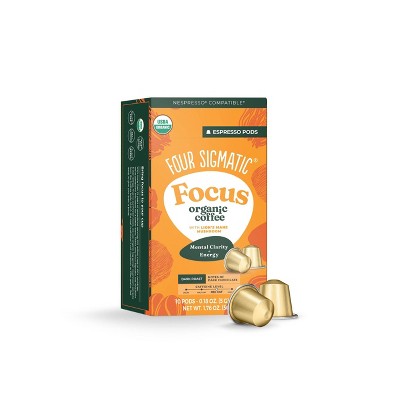 Four Sigmatic Focus Organic Dark Roast Nespresso Compatible Espresso Coffee Pods - 10ct