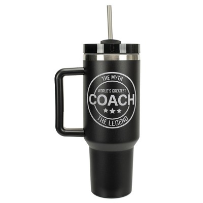 Elanze Designs World's Greatest Coach Myth Legend 40 oz. Stainless Steel, Large Water Bottle Coffee Mug, Spill & Leak Resistant, Thermal Travel