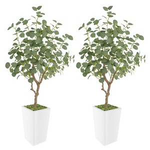 Artificial Eucalyptus Tree, Faux Eucalyptus Tree with Tall White Planter - 1 of 4