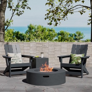 Christopher Knight Home Encino Outdoor Acacia Wood Adirondack Chairs with Circular Fire Pit Table - 1 of 4