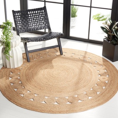 Natural Jute Handwoven Round Area Rug, 4 Feet