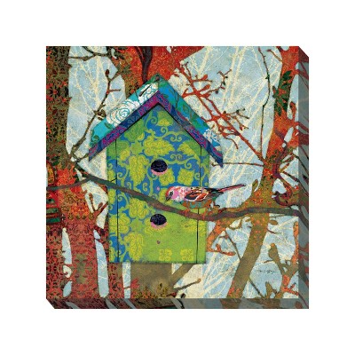 Cottage Garden West of The Wind BIRDIE'S Home Colorful 24 x 24 Inch Waterproof Gallery Wrapped Canvas, Outdoor Garden, Yard, Patio All Weather Hanging
