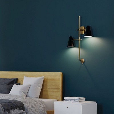 Sylvia Black and Brass 2-Light Wall Sconce