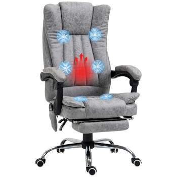 Vinsetto Microfiber Office Chair, High Back Computer Chair with 6 Point Massage, Heat, Adjustable Height and Retractable Footrest