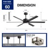 Airsurfer Ceiling Fan with Light, Modern 60 inch Ceiling Fan with Light and Remote,Reversible  Quiet DC Motor,3 Colors LED Light,Timer,Fan for Bedroom - 3 of 4