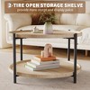 Round Coffee Table, 2 Tier Rustic Wood Desktop with Storage Shelf, Modern Accent Tea Center Table Cocktail Tables for Living Room, Sofa Tables - 4 of 4