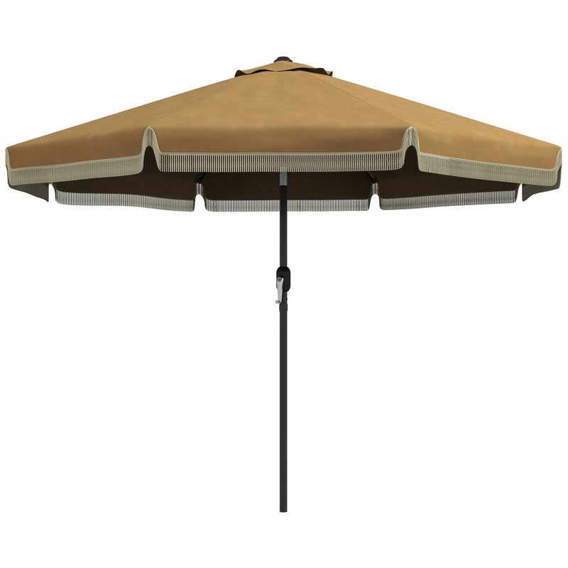 Outsunny 9' Patio Umbrella with Push Button Tilt and Crank Outdoor Double Top Market Umbrella, Tan, 4 of 7