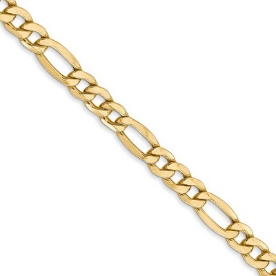 Black Bow Jewelry Men's 5.75mm, 14k Yellow Gold, Hollow Figaro Chain Necklace