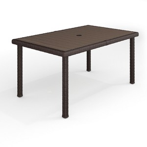 Martha Stewart Bedford 62" Indoor-Outdoor Patio Table with Engineered Wood Top in Rattan Wicker - 1 of 4