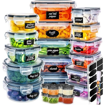 LunaLulinlk 50 Sealed Food Storage Containers with Lids, Plastic Meal Prep Containers, BPA Free, Leak-Proof, with Labels and Markers