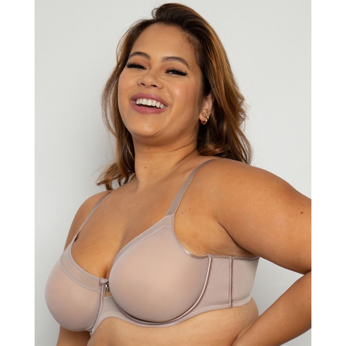 Curvy Couture Sheer Mesh Full Coverage Unlined Underwire Bra - thumbnail 3