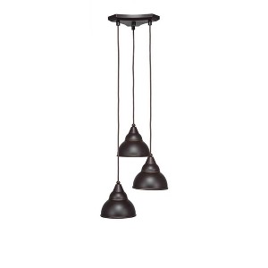 Toltec Lighting Europa 3 - Light Pendant in  Dark Granite with 7" Dark Granite Double Bubble Metal Shade Shade - 1 of 1