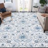 Large Machine Washable Rug Vintage Floral Area Rug 10x13 Stain Resistant Indoor Carpet With Non-Slip Backing Low Pile Soft Touch Folding Floor Cover - 2 of 4