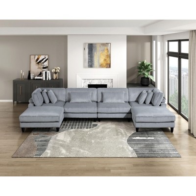 NicBex Couches for Living Room 4-Piece Modular Sectional Sofa Set Upholstered Corduroy Sofa Couch with Cushion Pillows and Solid Wood Legs