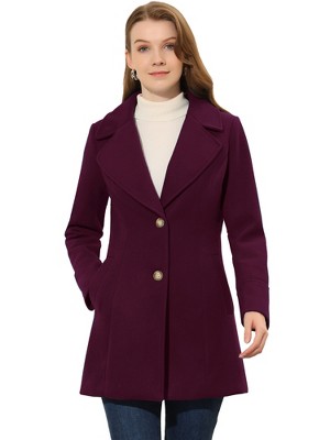 INSPIRE CHIC Women's Elegant Notched Lapel Button Single Breasted Winter Coat