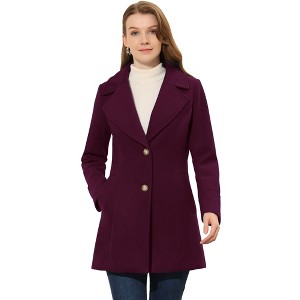 INSPIRE CHIC Women's Elegant Notched Lapel Button Single Breasted Winter Coat - 1 of 4
