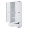 VYNXARIA Tall Bathroom Storage Cabinet, Cabinet with Two Doors and One Drawer, Adjustable Shelf, MDF Board, White - 3 of 4