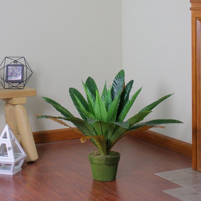 25.4" Green and Brown Silk Plastic Potted Fern