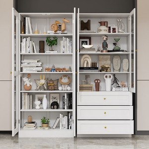 Famapy Combo Glass Doors Display Cabinet Bookshelf Organizer Pantry - 1 of 4