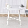 GlasFlength Dining Tables Modern Minimalist Circular Dining Table Patterned Tabletop for Multi Functional Spaces, White, 42"*42"*30" - 2 of 4