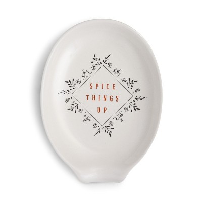DEMDACO Spice Things Up Oval Spoon Rest 6 x 5 - White