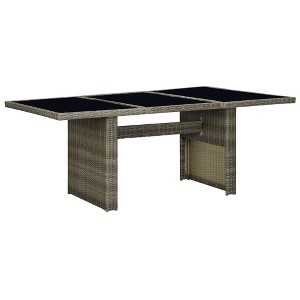 vidaXL Outdoor Dining Table Garden Porch Patio Table with Glass Top PE Rattan - 1 of 4