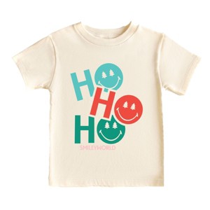 SmileyWorld Ho Ho Ho Stacked - Youth Short Sleeve Graphic T-Shirt and Toddler Short Sleeve Graphic T-Shirt - 1 of 4