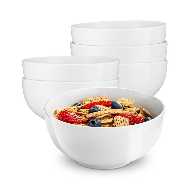 Kook Ceramic Cereal Bowl, Set of 6, 24 Oz ,White, 1 of 6