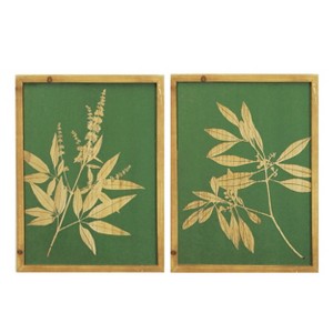 VIP Wood 20.25 in. Green Floral Print Wall Art Set of 2 - 1 of 2