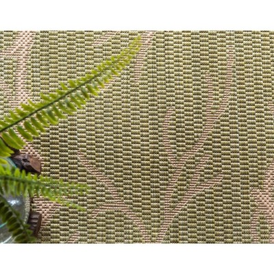 Light Green and Beige Botanical Outdoor 8'x11' Polypropylene Rug